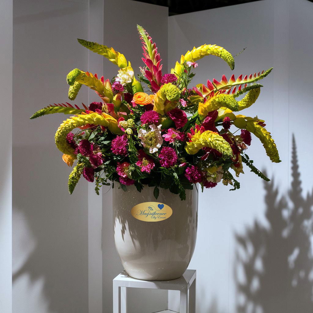 Heliconia and roses bouquet by Elandra Flowers, best flower shop in Dubai