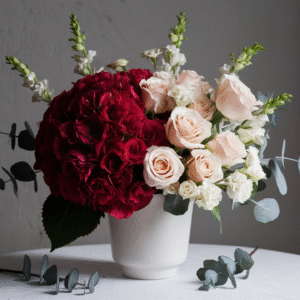 Red and pink roses bouquet by Flowers Aura, best flower shop in Dubai