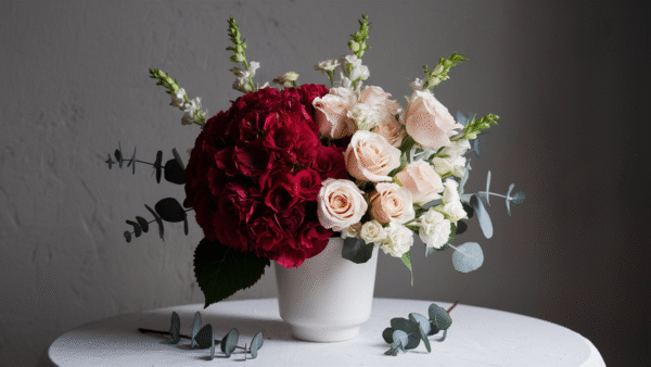 Red and pink roses bouquet by Flowers Aura, best flower shop in Dubai