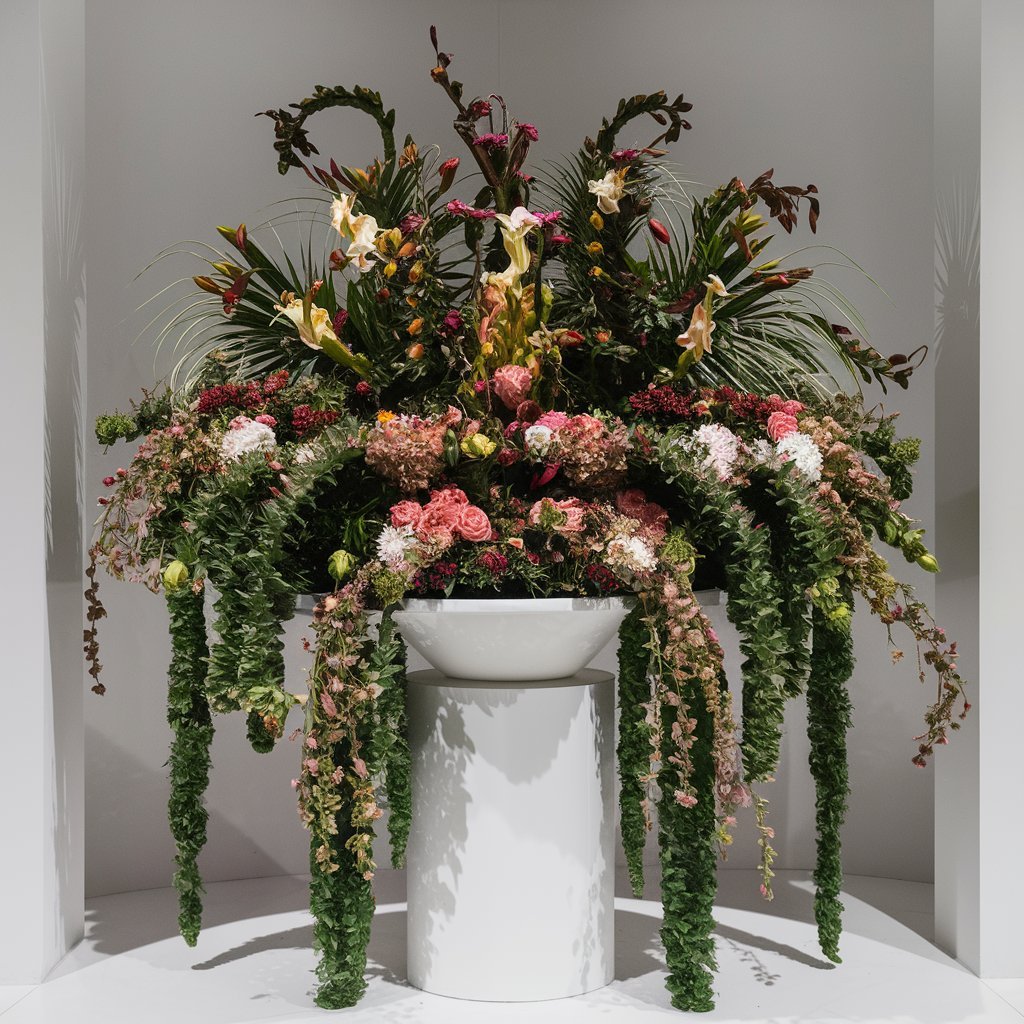 Formal centerpiece pedestal floral arrangement by Elandra Flowers, best flower shop in Dubai