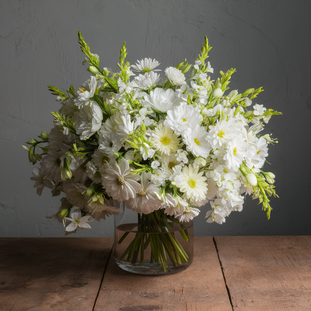 White daisy bouquet by Elandra flowers, best flower shop in Dubai