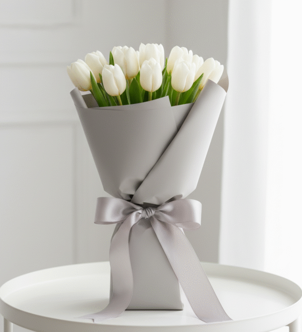 White Tulip Flower Bouquet from Elandra Flowers – Best Flower Shop in Dubai