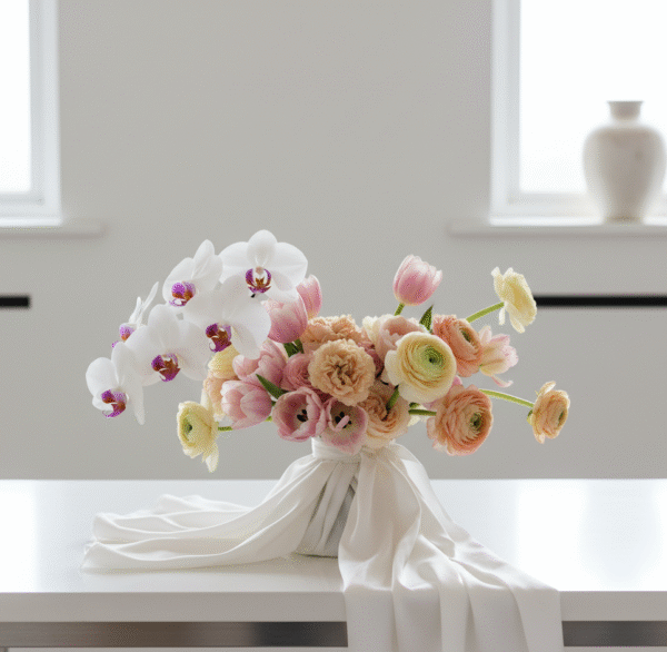 Orchid and Ranunculus Rhapsody bouquet from Elandra Flowers – Best Flower Shop in Dubai