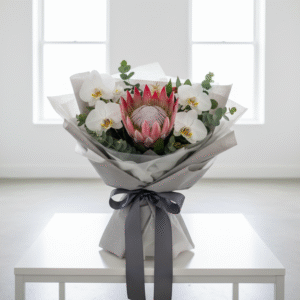 Proteas & Phalaenopsis Orchid White Bouquet