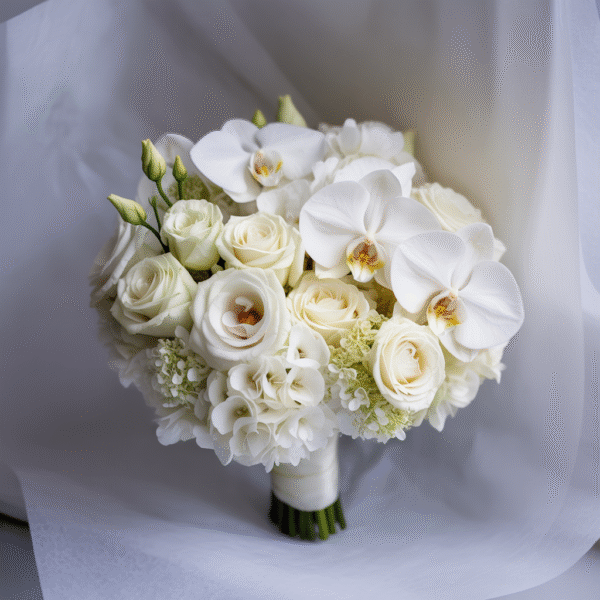 Bridal Bouquet with Orchids, Freesia and Roses