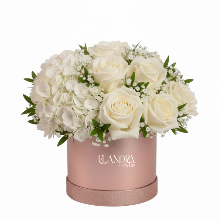 Luxury White Rose & Hydrangea Flower Box